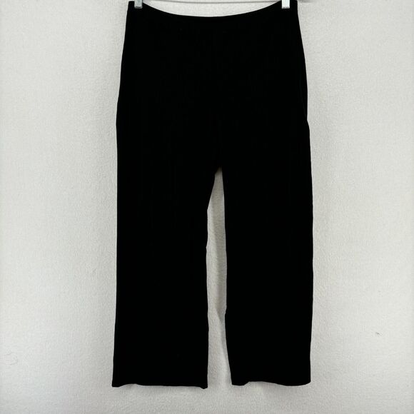 EILEEN FISHER Pants XS Washable Stretch Crepe Straight Leg Trouser Black USA - Picture 1 of 14